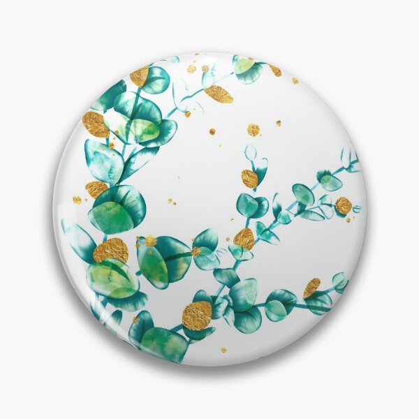Item preview, watercolor green and gold eucalyptus branch, eucalyptus leaves, gold eucalyptus, eucalyptus branch, botanical illustration designed and sold by Anaïs Illustration.