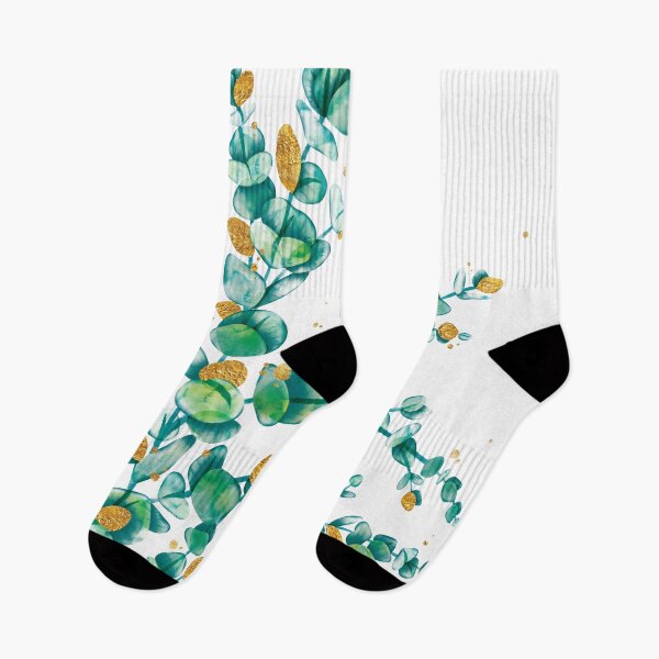 Item preview, watercolor green and gold eucalyptus branch, eucalyptus leaves, gold eucalyptus, eucalyptus branch, botanical illustration designed and sold by Anaïs Illustration.