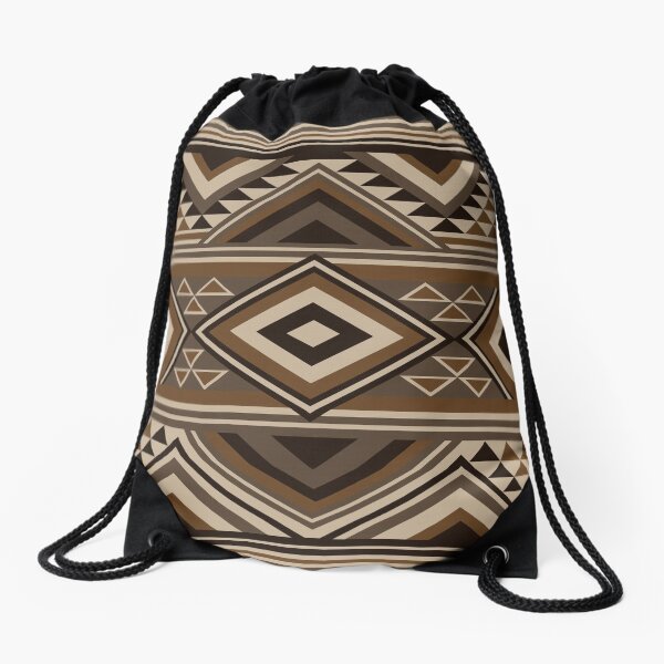 Navajo Brown Pattern Drawstring Bag