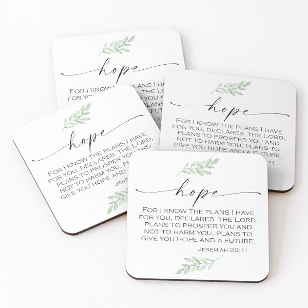 Item preview, Hope Scripture with Watercolor Green Foliage from Jeremiah 29:11 designed and sold by Home Decor Print Studio.