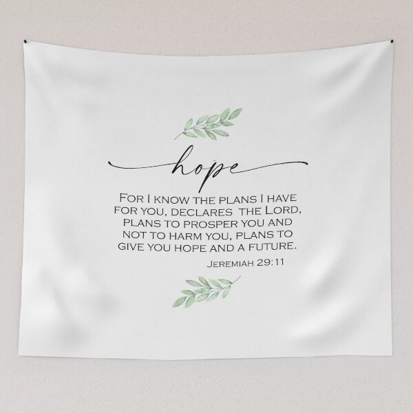 Item preview, Hope Scripture with Watercolor Green Foliage from Jeremiah 29:11 designed and sold by Home Decor Print Studio.