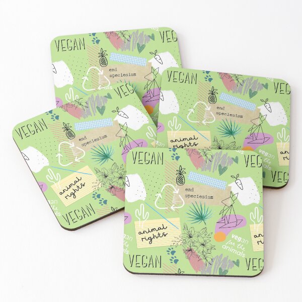 Item preview, Vegan Collage Seamless Pattern | Animal Rights | Vegan for the Animals | End Speciesism | Green designed and sold by EarlessPierre.