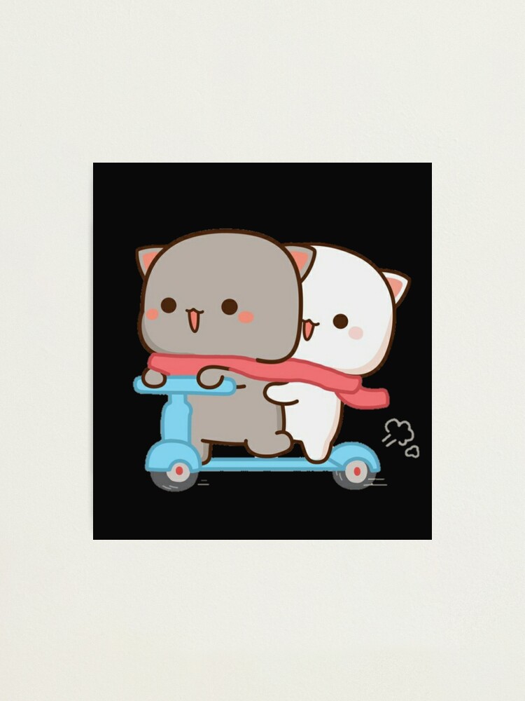 Cute milk and mocha, cartoon, funny couple,cats,peach and goma Cute milk and mocha, cartoon, funny couple,cats,peach and goma