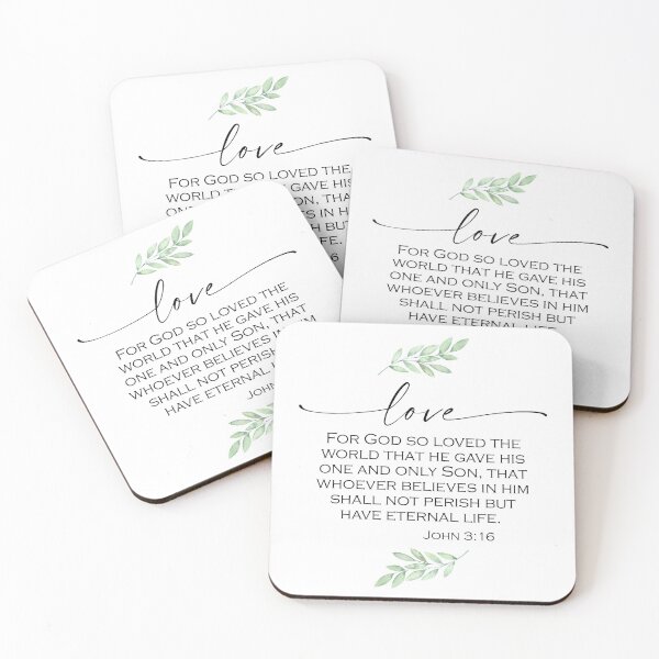 Item preview, Love Scripture with Watercolor Green Foliage from John 3:16 designed and sold by Home Decor Print Studio.