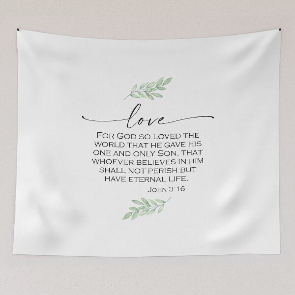 Item preview, Love Scripture with Watercolor Green Foliage from John 3:16 designed and sold by Home Decor Print Studio.