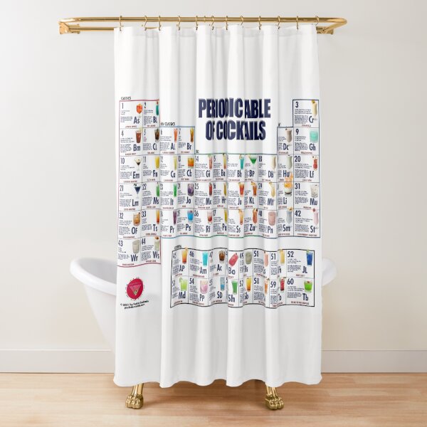 Periodic Table of Cocktails Cocktail Poster Shower Curtain