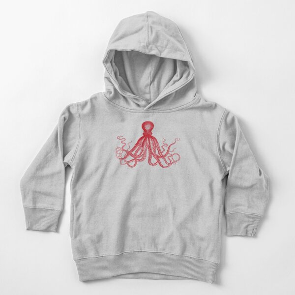 Octopus | Vintage Octopus | Tentacles | Sea Creatures | Nautical | Ocean | Sea | Beach | Red and White |  Toddler Pullover Hoodie