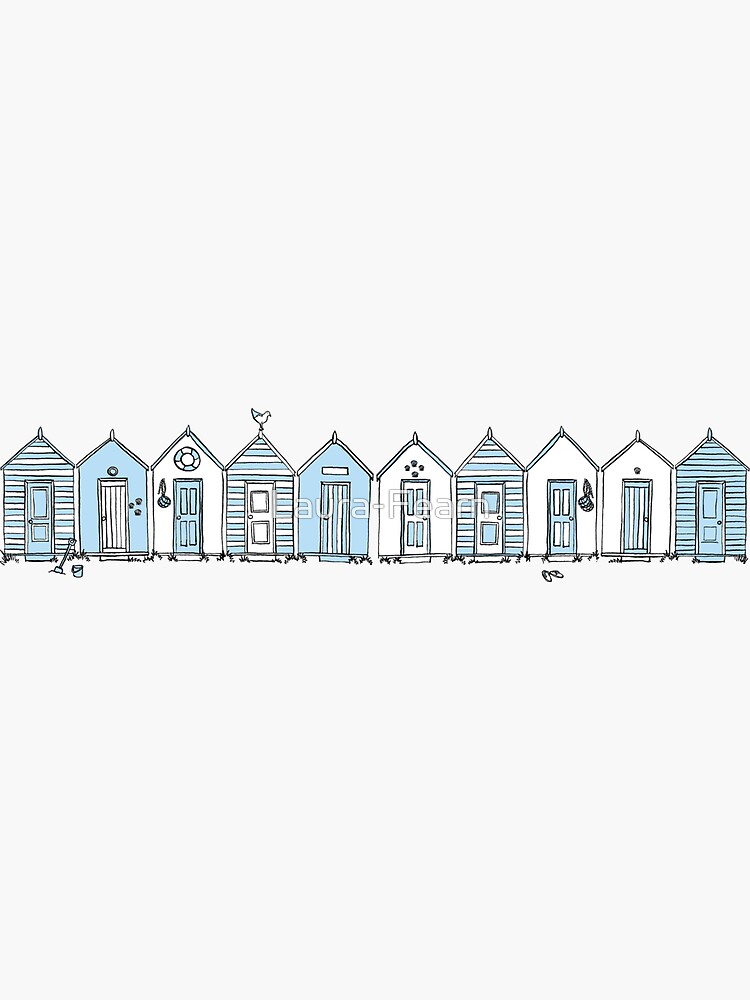 Little Blue Beach Huts by Laura-Fearn