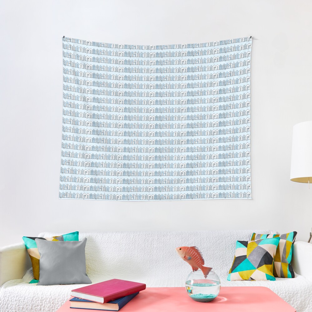 Little Blue Beach Huts Tapestry