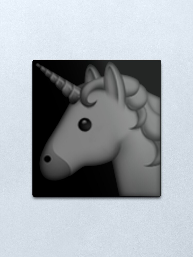 Schwarzes Einhorn Emoji Metallbild Von Aurora Borealis Redbubble