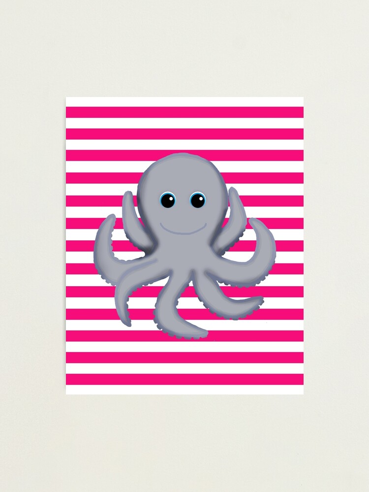 Alternate view of Octopus on Pink & White Stripes Photographic Print