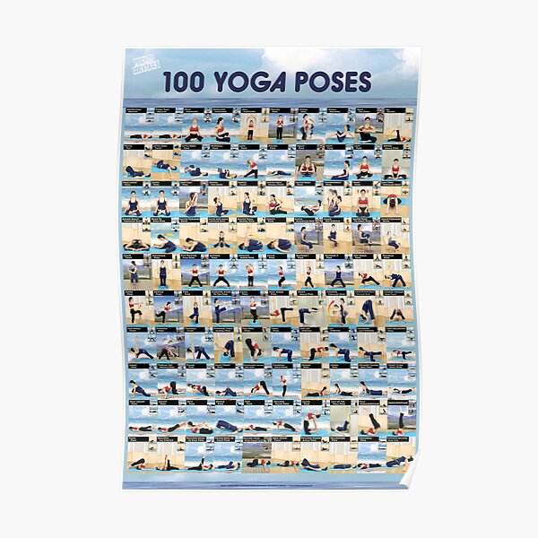 Yoga Poster - 100 Ashtanga / Hatha Yoga Poses Poster