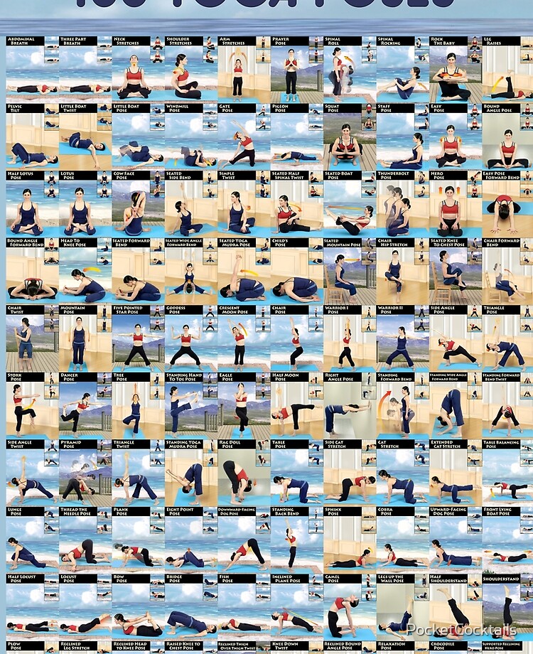 Amazon.com: Stickerbrand 100 Yoga Poses Asanas Poster. Instructional  Graphic Poster for Yoga Studio or Home. 36in X 30in Rugged 10mil PVC-Free,  Environmentally Friendly Print. #6109B-36x30: Posters & Prints