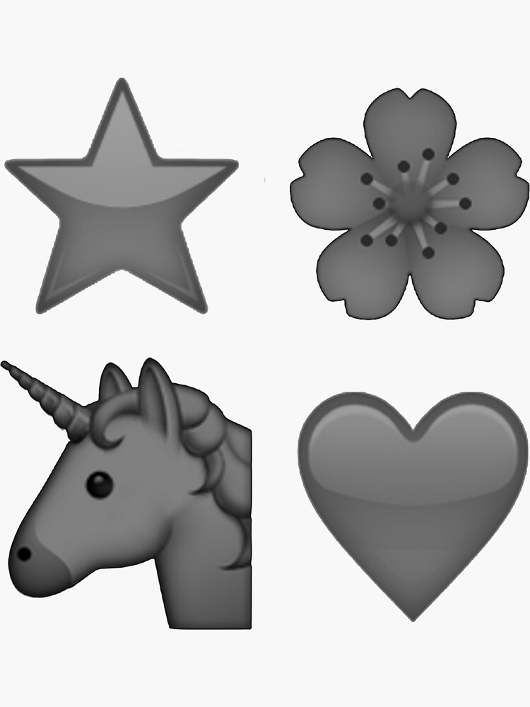 "Black Emojis Unicorn, Heart, Star, Flower" Sticker for Sale by aurora
