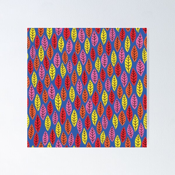Item preview, Vibrant Leaf Print on blue designed and sold by ZoeChapman.