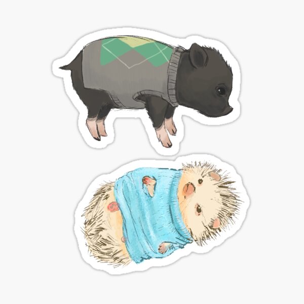 Schwein und Igel in Pullover - Sticker Set Sticker