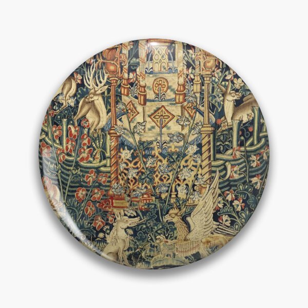 Item preview, SOURCE OF LIFE Verdure with Forest Animals in Private Garden, Floral Medieval Tapesty designed and sold by BulganLumini.
