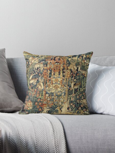 Item preview, SOURCE OF LIFE Verdure with Forest Animals in Private Garden, Floral Medieval Tapesty designed and sold by BulganLumini.
