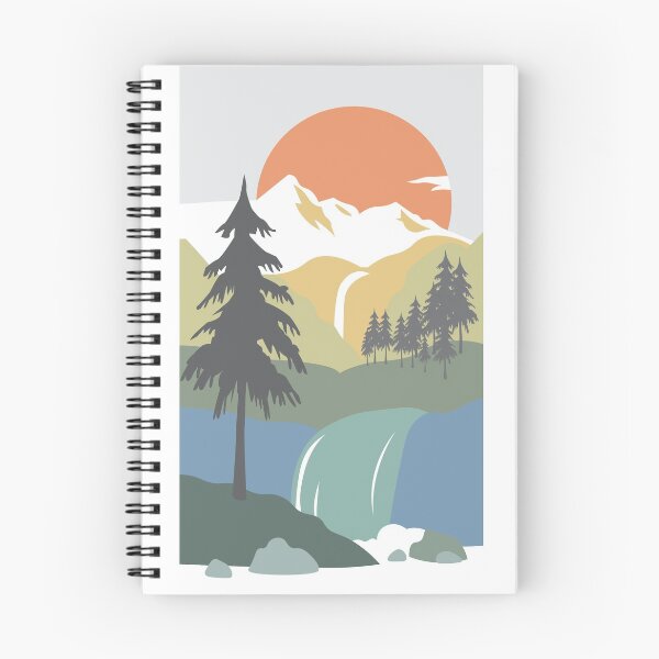 Aperçu de l'œuvre Paysage avec montagnes et forêt au coucher du soleil créée et vendue par Floral-Patterns.