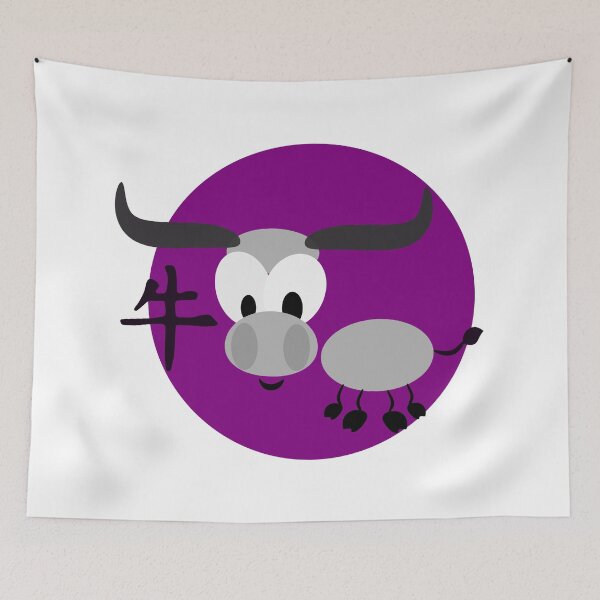 Item preview, Purple chinese horoscope ox zodiac sign  designed and sold by hyggekrog.