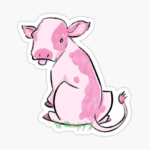 Strawberry Milk Cow Sticker