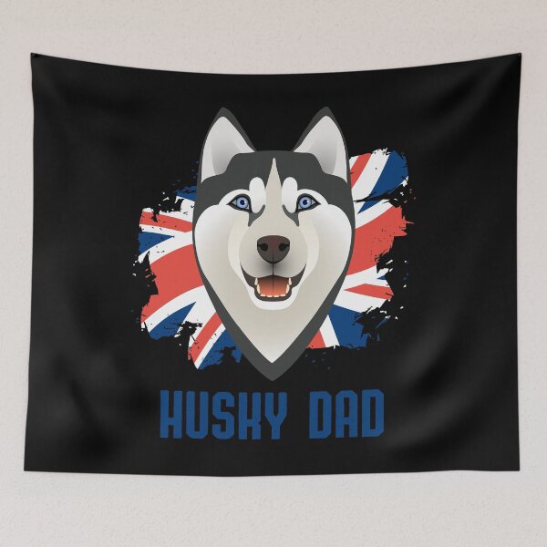 Item preview, Husky Dad with Vintage Union Jack designed and sold by Labradoodlesetc.