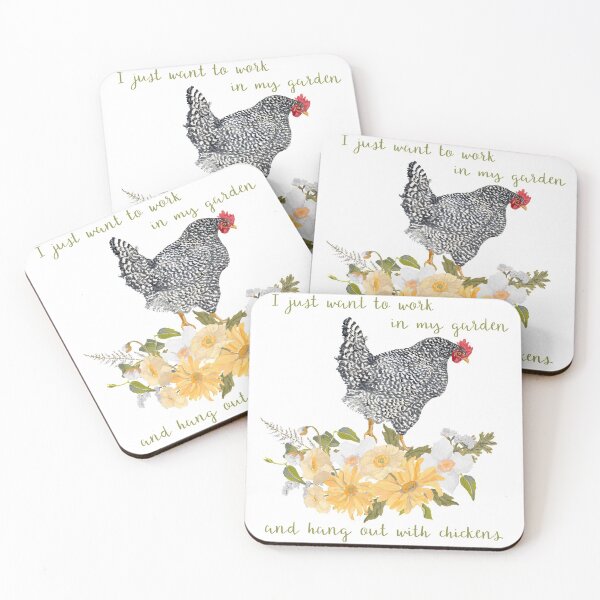 Item preview, Garden with Chickens, Flowers designed and sold by NormaJeaneStudio.