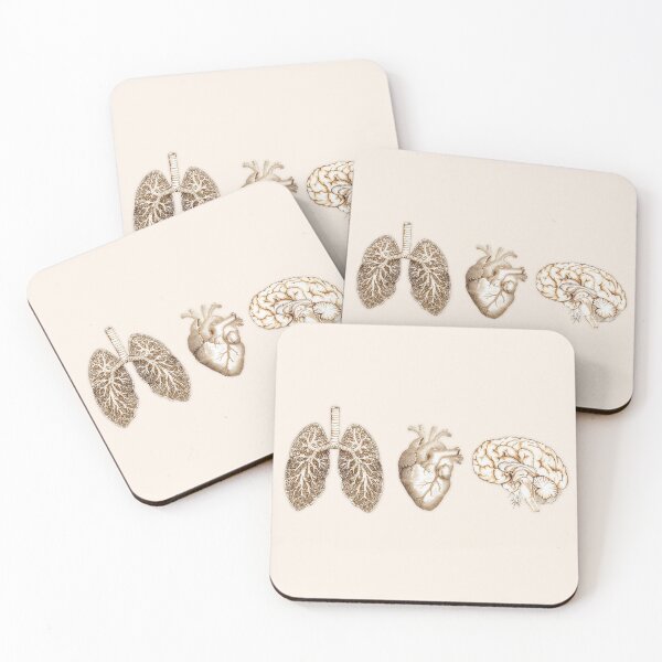 Item preview, A set of human organ, lungs, heart and brain, vintage style designed and sold by Collagedream.