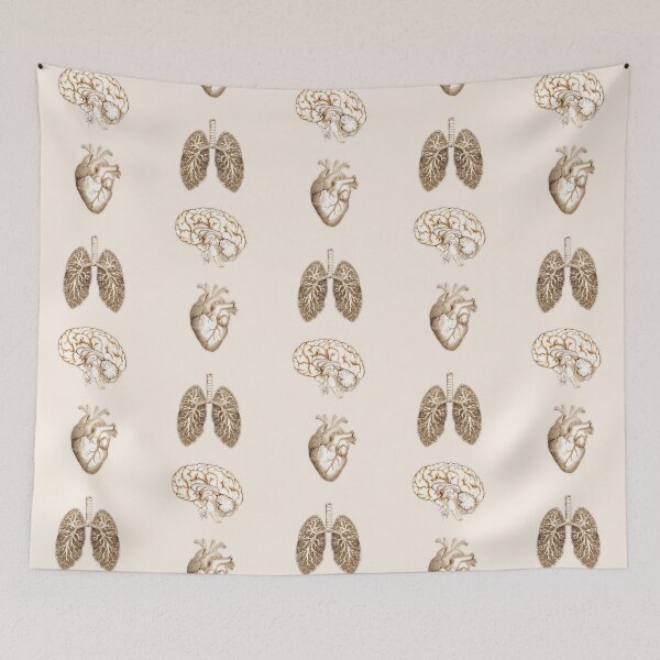 Item preview, A set of human organ, lungs, heart and brain, vintage style designed and sold by Collagedream.