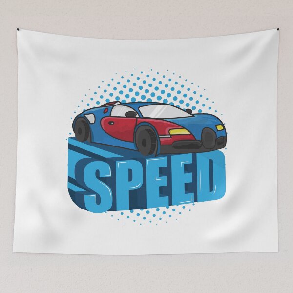 Item preview, Speed 3d text art - blue cartoon car illustration designed and sold by feel-free-store.