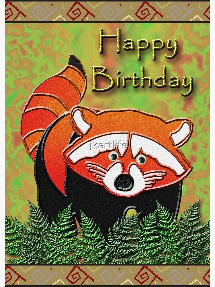 Carte De Vœux Joyeux Anniversaire Panda Rouge Par Jkartlife Redbubble
