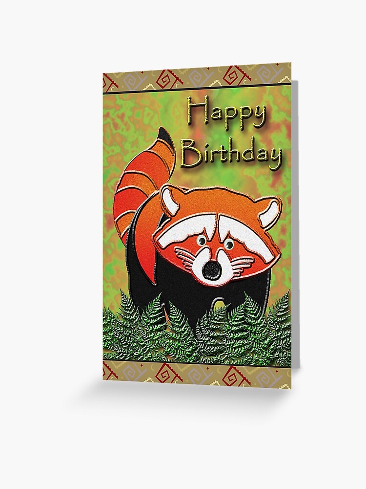 Carte De Vœux Joyeux Anniversaire Panda Rouge Par Jkartlife Redbubble