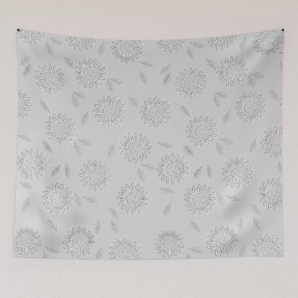 Item preview, Grey Sunflowers and Leaves designed and sold by MyasMakings.