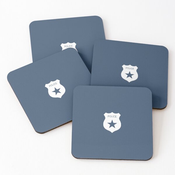 Item preview, Police badge star and straight police label designed and sold by flexycreatives.