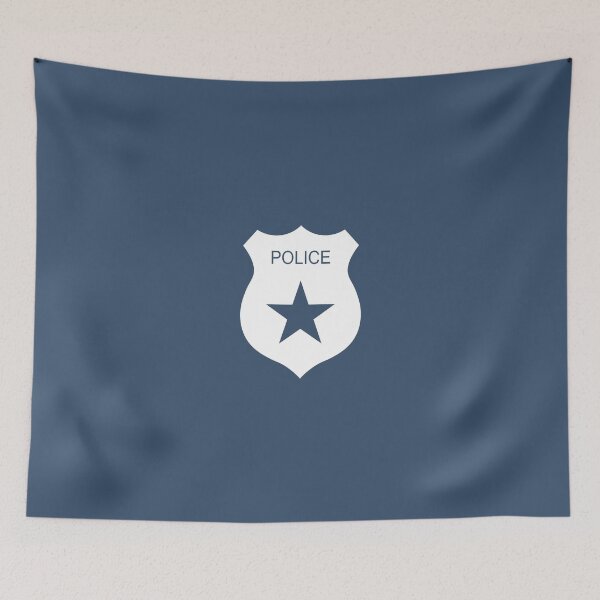 Item preview, Police badge star and straight police label designed and sold by flexycreatives.