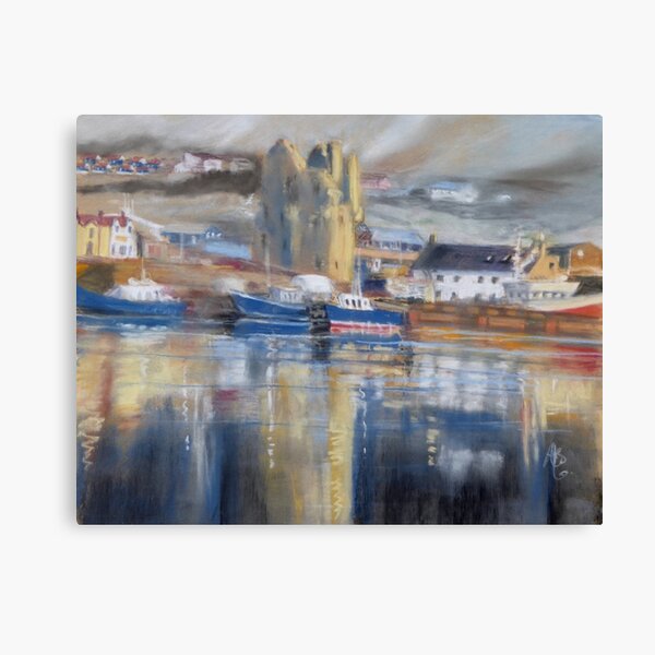 Reflections, Scalloway harbour Canvas Print