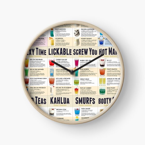Pocket Cocktails Poster Board - 48 Top Cocktail Recipes Clock