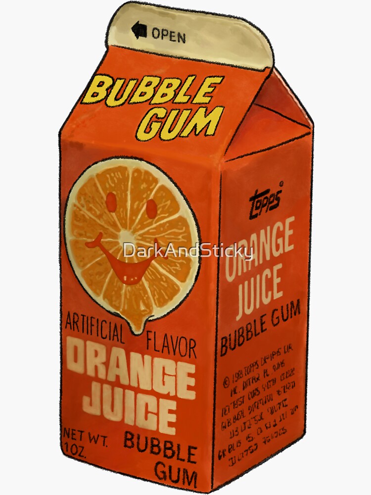 "ORANGE JUICE BUBBLE GUM STICKER" Sticker for Sale by DarkAndSticky Redbubble