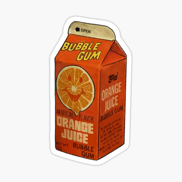 "ORANGE JUICE BUBBLE GUM STICKER" Sticker for Sale by DarkAndSticky Redbubble