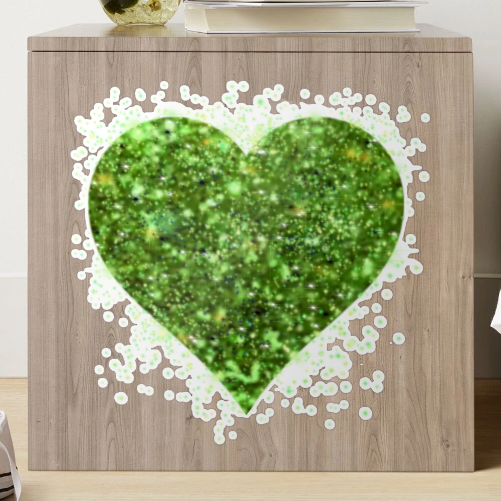 1.5 Glitter Green Heart Stickers, Large Heart Labels Valentines Decor 500  per Roll, St. Patricks Day Decorations for Kids Envelopes