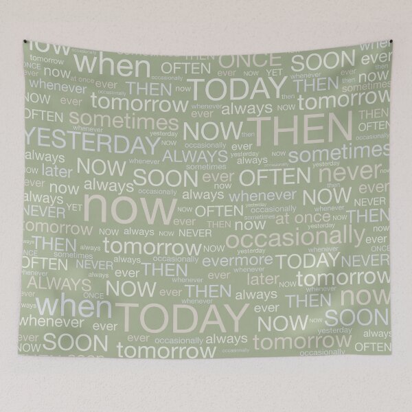 Item preview, Temporality - Time Typography Pattern in Light Sage Green, Silver, and Beige designed and sold by kierkegaard.