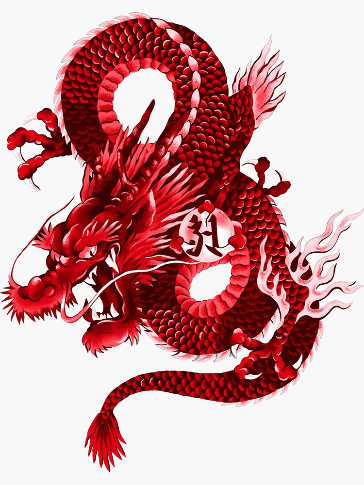 Traditional Chinese Dragon. Aesthetic Dragon Tattoo design Art Print by D&C  DesignStudio | Society6