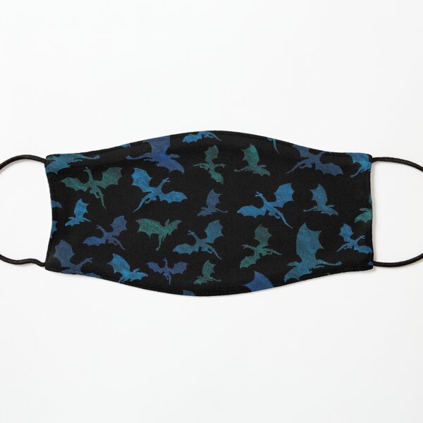 Blue Green Glitter Flying Dragons Kids Mask