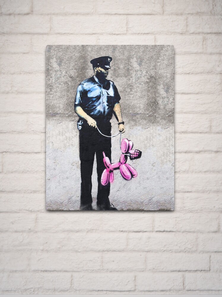Banksy | Policeman Pink Balloon Dog - Original Mural | Metal Print