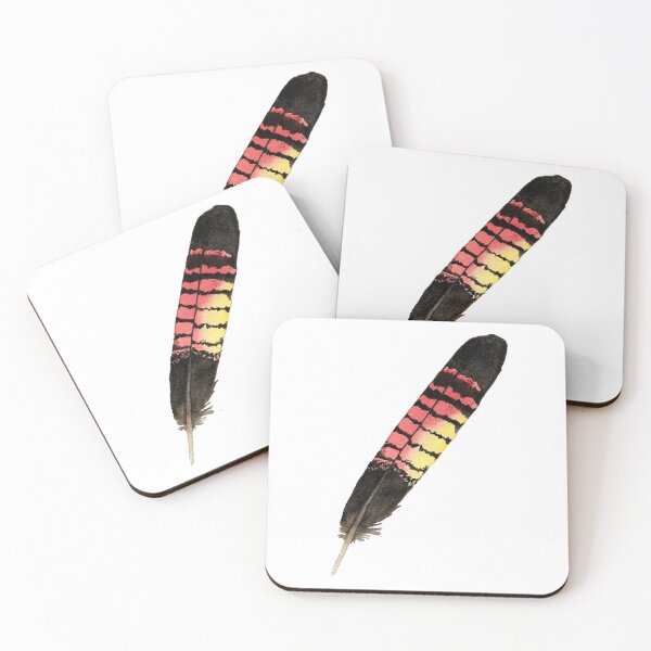 Item preview, Watercolor Red-tailed cockatoo feathers painting designed and sold by L'Atelier Oranjade.