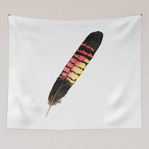 Item preview, Watercolor Red-tailed cockatoo feathers painting designed and sold by L'Atelier Oranjade.