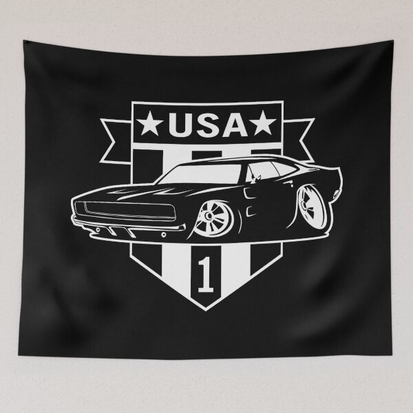 Item preview, Classic Car Cartoon with USA 1 Shield designed and sold by hobrath.