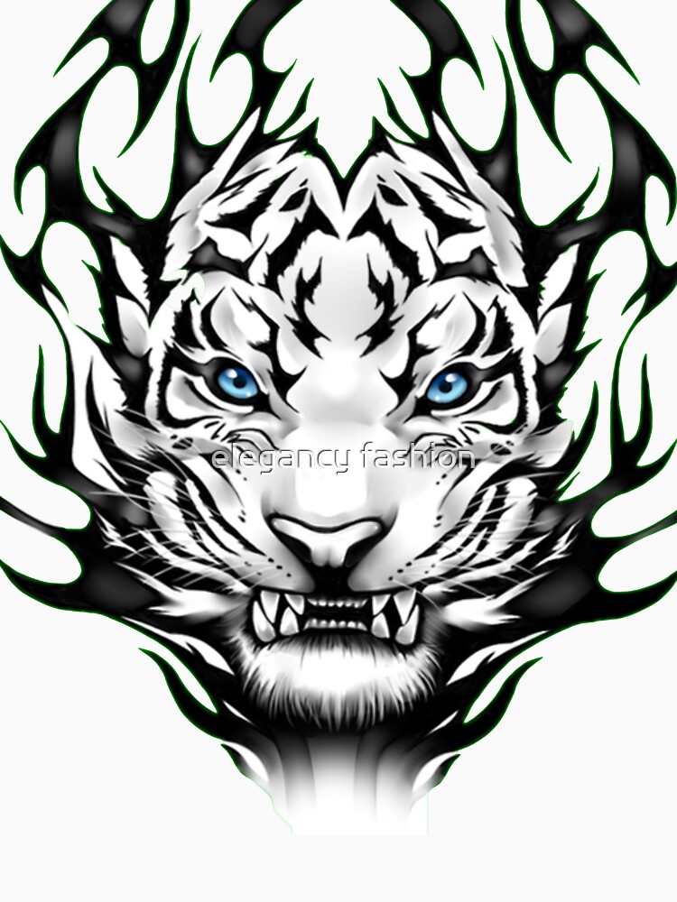 Bens Black Line Art Tiger from Detroit Design Long Sleeve T-Shirt