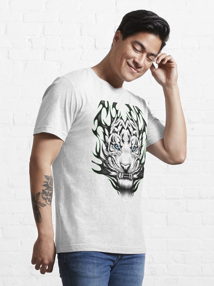 Bens Black Line Art Tiger from Detroit Design Long Sleeve T-Shirt