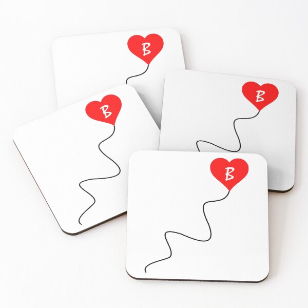 Item preview, Personalised 'B' Brushstroke initial - Cute Asymmetric Red Heart Balloon on a string designed and sold by Deegital18.